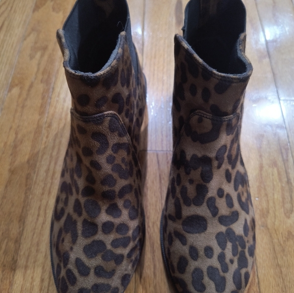 Leopard print ankle boots, size 8, dark brown/black - Picture 3 of 6